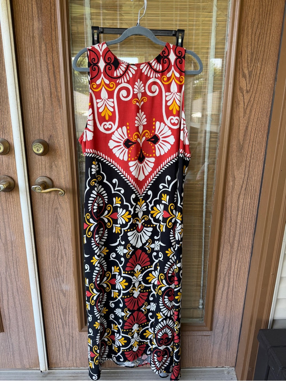 Investments Red, Black & Yellow Sleeveless Maxi Dress